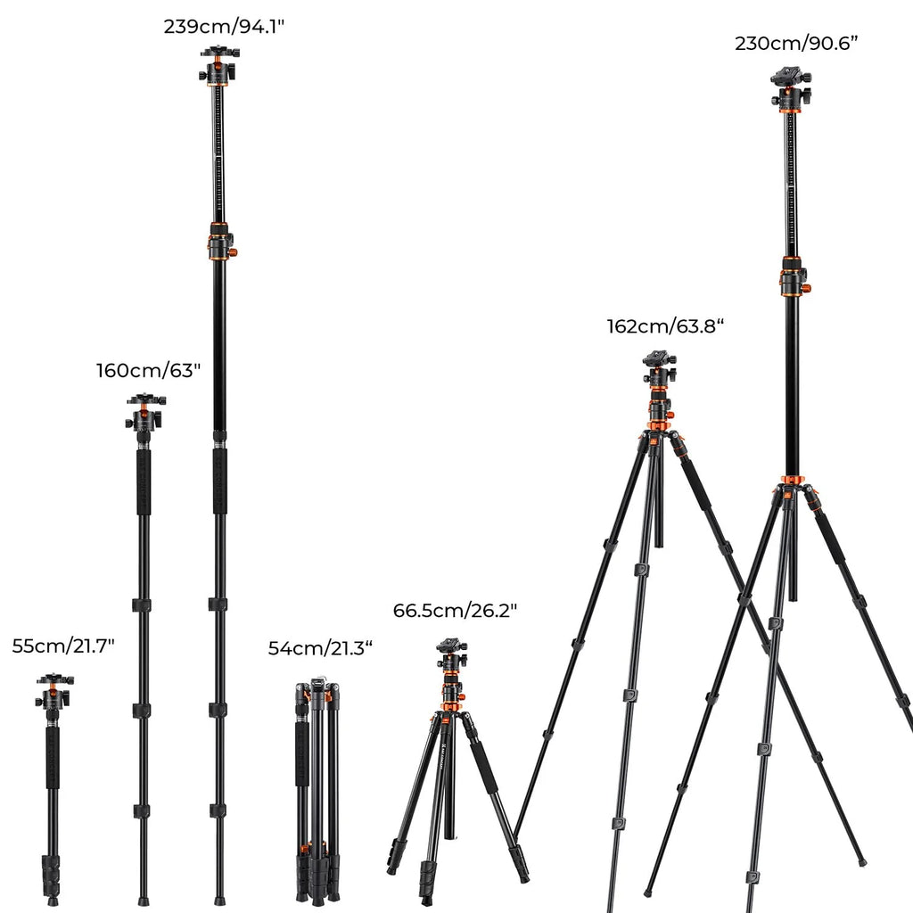 K&F CONCEPT 90'' Ultra High Camera Tripod with Metal Ball Head