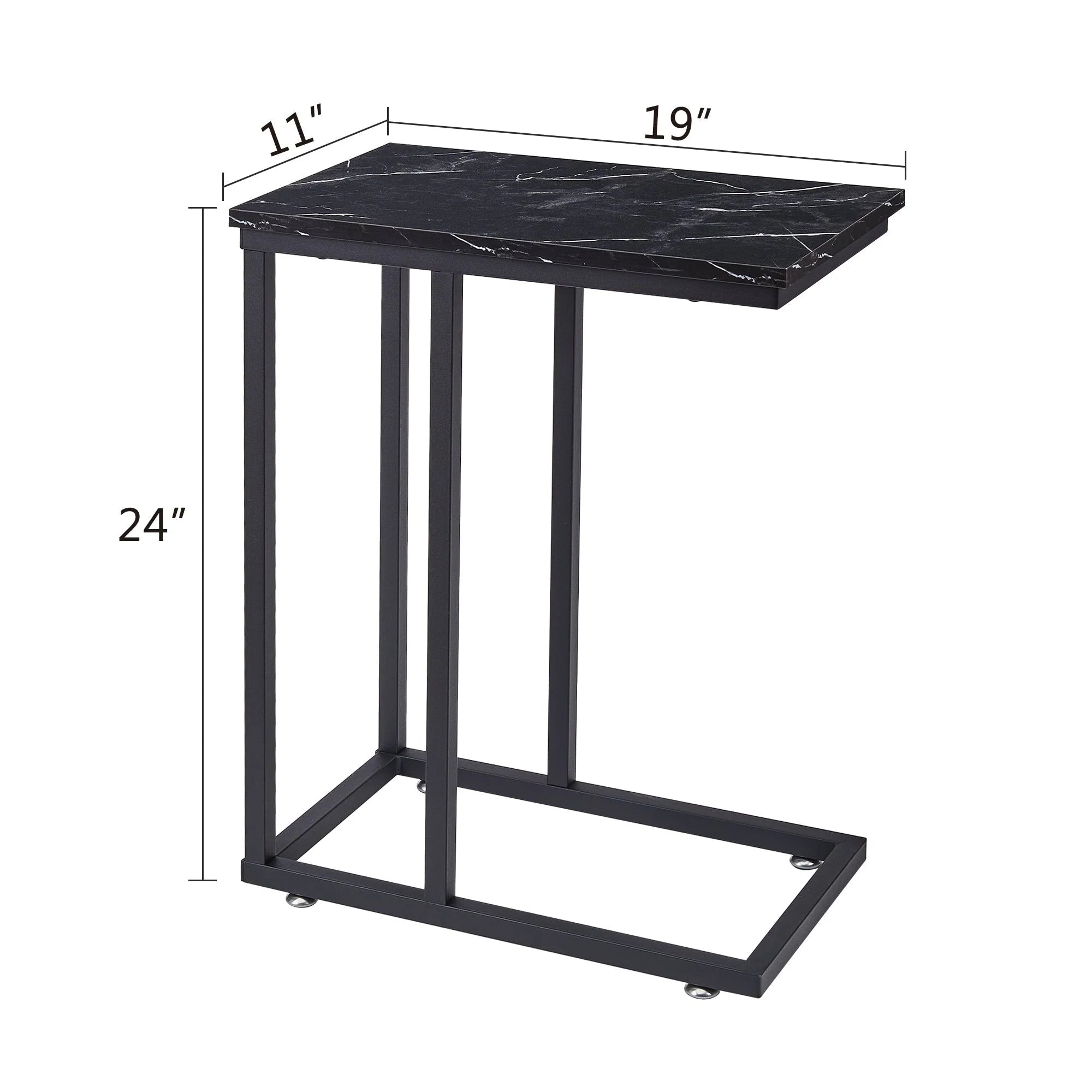 Javlergo Set of 2 C-Shaped Sofa Side Table, Small End Table for Living Room, Narrow Bedside/TV Tray Table